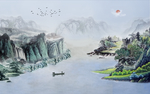 水墨山水背景墙