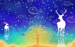 星空小清新北欧梦幻手绘麋鹿壁画