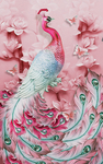 浮雕孔雀玄关装饰画