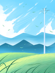 夏天户外景色插画背景
