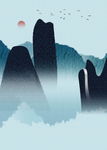 简约抽象西欧意境桂林山水装饰画
