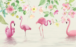 清新浪漫花簇花枝叶背景墙壁画