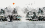 水墨山水背景墙