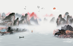 水墨山水背景墙