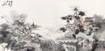 新中式山水画荷塘
