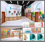 校园文化乒乓球主题长廊墙面设计