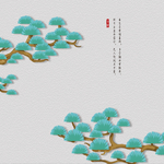 高清浮雕扇叶树背景墙装饰画