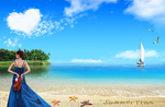美女沙滩海景
