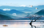 简约抽象山水画 TIF分层