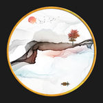圆形水墨 山水 TIF分层