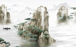 简约高清山水画 TIF分层