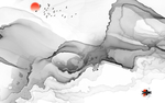 山水装饰水墨墙画 TIF分层
