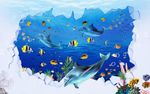 3D立体海底世界儿童房背景墙