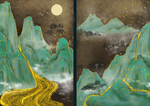 烫金山水中国风