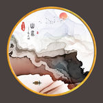 圆形禅意装饰墙画 TIF分层