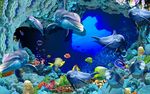 3D海底世界海豚珊瑚动物背景墙