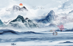 山水背景墙 高档TIF分层