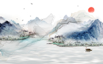 现代山水电视背景 TIF分层