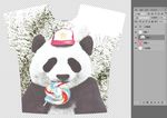 雨雪森林可爱棒球帽熊猫棒棒糖服