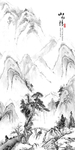 新中式水墨山水国画玄关背景