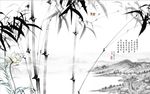 中式水墨竹子山水画电视背景墙