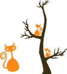 卡通猫咪树枝