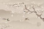 中式梅花飞鸟客厅电视背景墙