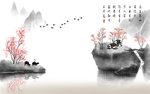 新中式山水壁画