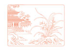 中式建筑线描