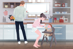 幸福一家人插画