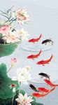 荷花九鱼图
