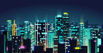 城市手绘夜景