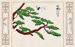 山水情松鹤延年背景墙
