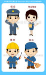 卡通物业公司员工矢量造型图