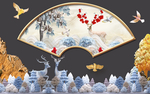 立体浮雕麋鹿发财树北欧装饰画