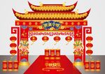 高端矢量中秋门头中秋美陈