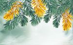 现代简约绿叶叶子电视背景墙