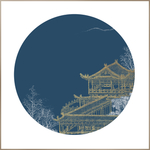 金色古建筑装饰画