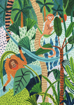 猴子森林手绘插画水彩创意装饰画