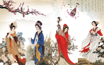 四大美女西施貂蝉王昭君背景墙