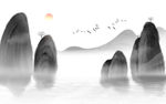 山水飞鸟背景墙