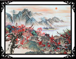 旭日东升 梅花国画