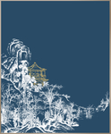 金色楼亭立体装饰画