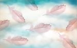现代简约手绘梦幻羽毛天空背景墙