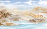 大理石纹山水