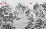 高清 中国风山水画 TIF分层