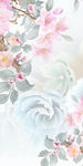 手绘花北欧装饰画 TIF分层