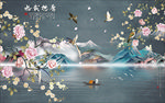 厚德载物中式抽象山水花鸟图