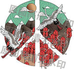 潮牌矢量仙鹤T恤图案印花设计