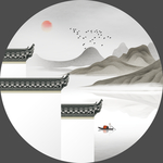 徽派马头墙水墨山水装饰画